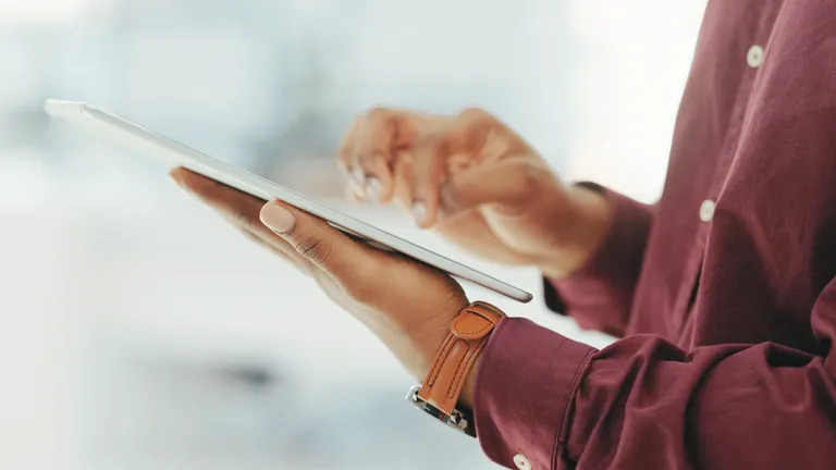 man with tablet