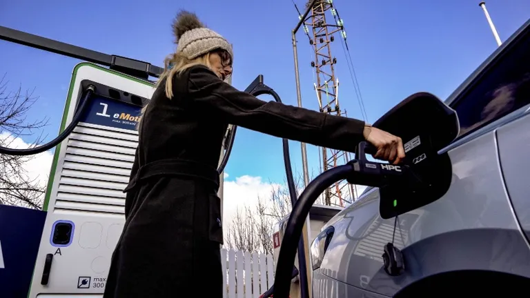 жена зарежда на eMotion станция в България